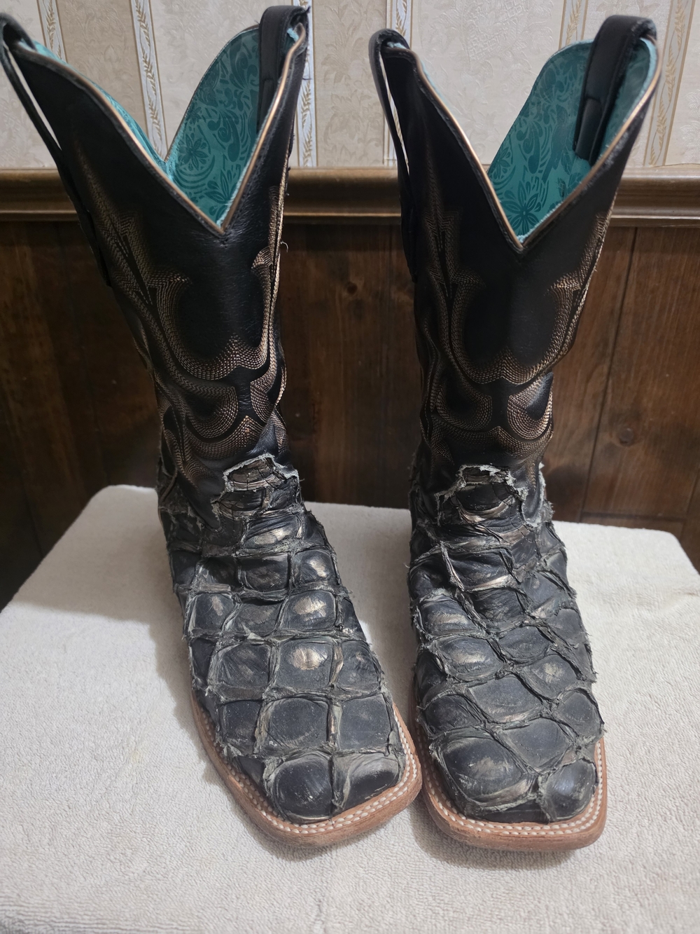 Corral Pirarucu Exotic  Women's Western Boots Wide Square Toe 8.5M